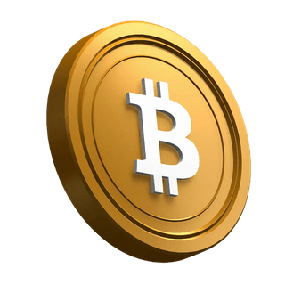 Oldalra dőlt Bitcoin (BTC) érme a főszekció grafikai elemeként