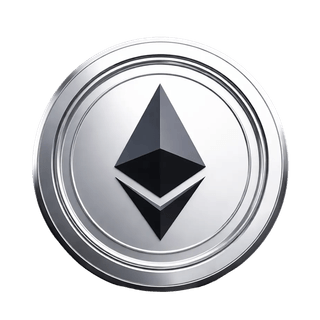Ethereum (ETH) érmét ábrázoló lebegő grafikai díszelem